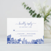 Elegante Klassieke Blauw Witte Chinoiserie Chic Bl RSVP Kaartje (Staand voorkant)