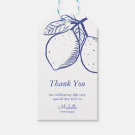 Elegante Klassieke Blauwe Citroen Bedankkaart Cadeaulabel