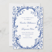 Elegante klassieke blauwe Franse land bloemenbruil Kaart (Voorkant)