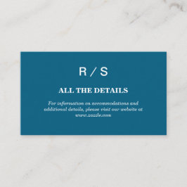 Elegante Klassieke Blauwe Monogram Bijlagekaart Informatiekaartje