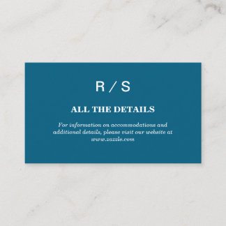 Elegante Klassieke Blauwe Monogram Bijlagekaart Informatiekaartje