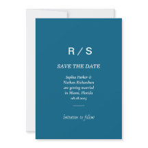 Elegante Klassieke Blauwe Monogram Save The Date K