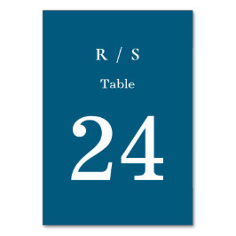 Elegante Klassieke Blauwe Monogram Tafelnummerkaar Kaart