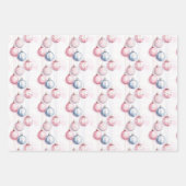 Elegante klassieke blauwe roze pastel kerst inpakpapier vel (Voorkant 3)