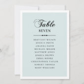 Elegante klassieke blauwe script bruiloft zitplaat kaart (Voorkant)