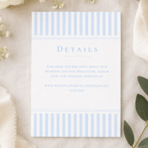 Elegante klassieke blauwe streep bruiloft details