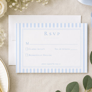 Elegante klassieke blauwe streep bruiloft RSVP kaartje