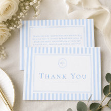 Elegante klassieke blauwe streep monogram bruiloft