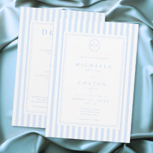Elegante Klassieke Blauwe Streep Monogram Dubbelzi Kaart