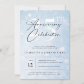 Elegante klassieke blauwe waterverf 25e verjaardag kaart (Voorkant)