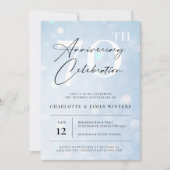 Elegante klassieke blauwe waterverf 70ste verjaard kaart (Voorkant)