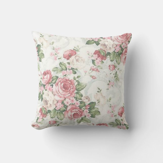 Elegante Klassieke Bloem Ontwerp | Worp Kussen (Voorkant)