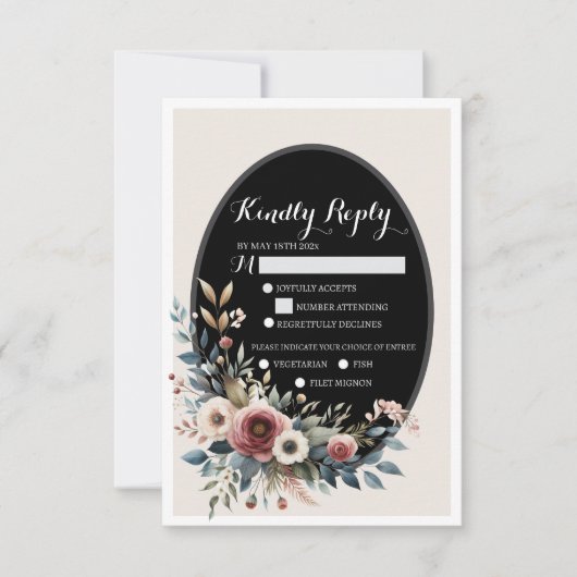 Elegante Klassieke Bloemen Rustieke Huwelijksreact RSVP Kaartje (Voorkant)