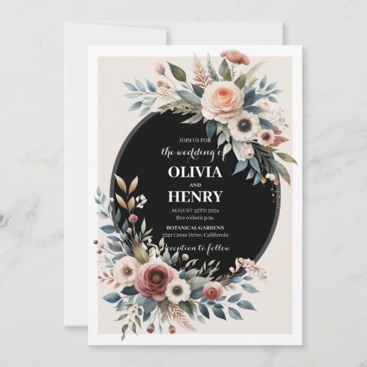 Elegante Klassieke Bloemen Rustieke Huwelijksuitno Kaart (Voorkant)