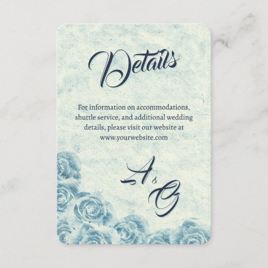 Elegante Klassieke Bloemen Rustieke Trouwdetails 2 Informatiekaartje (Voorkant)