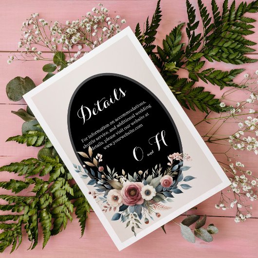Elegante Klassieke Bloemen Rustieke Trouwdetails 4 Informatiekaartje