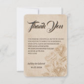Elegante klassieke bloemenrustieke bruiloft Dank u Bedankkaart (Voorkant)