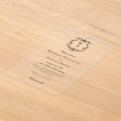 Elegante Klassieke Bloemkam Monogram Huwelijk Acryl Uitnodigingen (Laagn)