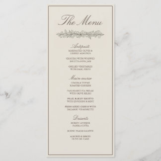 Elegante Klassieke Bloemrijke Rand Trouwmenu Menu