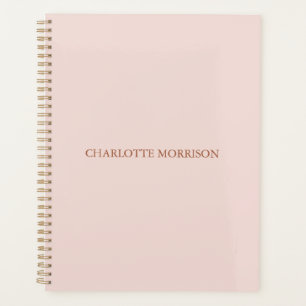 Elegante klassieke blush roze aangepaste naam mono planner