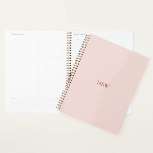 Elegante klassieke blush roze monogram minimalist planner (Display)