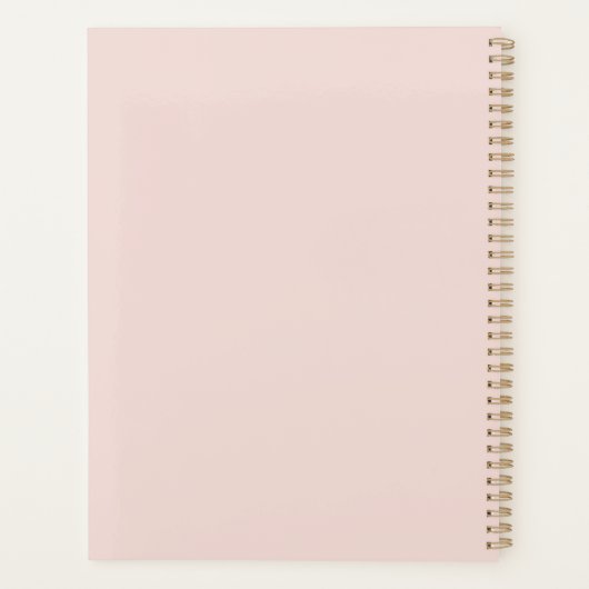 Elegante klassieke blush roze monogram minimalist planner (Achterkant)