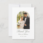 Elegante klassieke boog foto bruiloft bedankkaart (Voorkant)