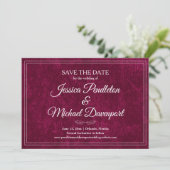 Elegante Klassieke Bourgondië Bes Save-the-Date-Hu Save The Date (Staand voorkant)