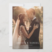 Elegante klassieke bruiloft foto datum bedankkaart (Voorkant)