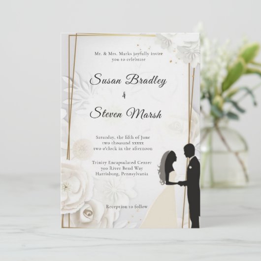 Elegante klassieke bruiloft, kaart (Staand voorkant)