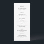 Elegante Klassieke Bruiloft Menu<br><div class="desc">Elegant bruiloftsmenu met een eenvoudig en klassiek ontwerp met traditionele serif- en elegante scriptlettertypen.</div>