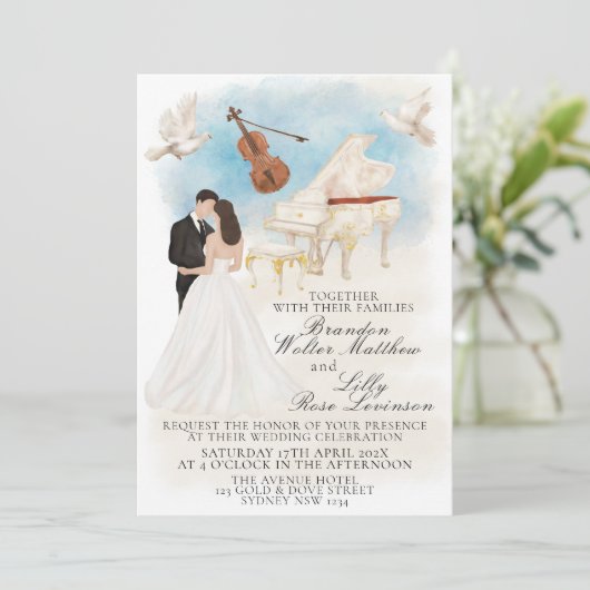 Elegante klassieke bruiloft met bruid & bruidegom  kaart (Staand voorkant)