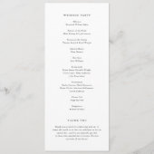 Elegante Klassieke Bruiloft Programmakaart (Achterkant)