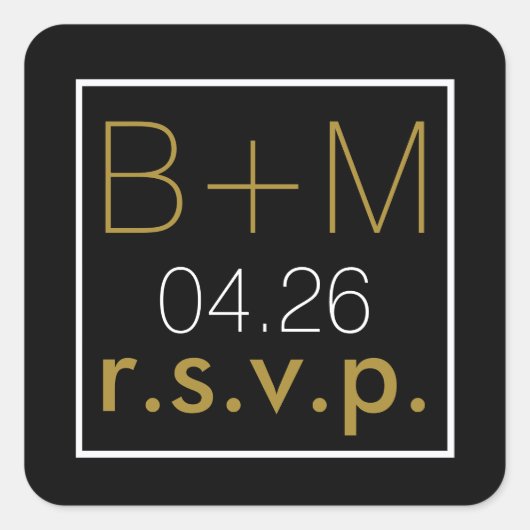elegante klassieke bruiloft r.s.v.p. vierkante sticker (Voorkant)
