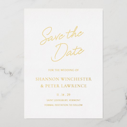 Elegante klassieke bruiloft Save the Date Folie Uitnodiging (Voorkant)