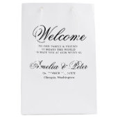 Elegante klassieke bruiloft welkom medium cadeauzakje (Voorkant)