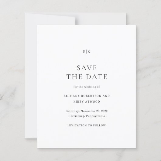 Elegante klassieke budget bruiloft Save the Date (Voorkant)