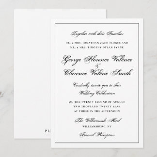Elegante Klassieke Calligrafie Schrift QR-code Bru Kaart