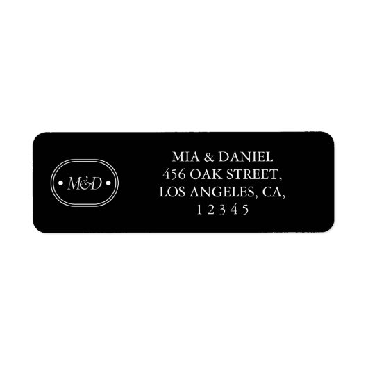 Elegante klassieke chique zwart monogram retouradr etiket (Voorkant)