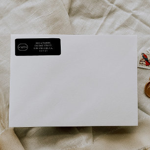 Elegante klassieke chique zwart monogram retouradr etiket