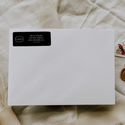 Elegante klassieke chique zwart monogram retouradr etiket