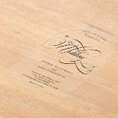 Elegante klassieke chique zwarte kalligrafie bruil acryl uitnodigingen (Laagn)