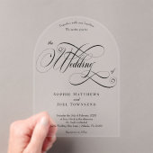 Elegante klassieke chique zwarte kalligrafie bruil acryl uitnodigingen (Insitu (Draagbaar))