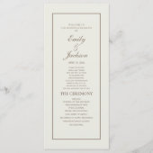 Elegante Klassieke Crème Bruine Script Trouwprogra Programmakaart (Voorkant)