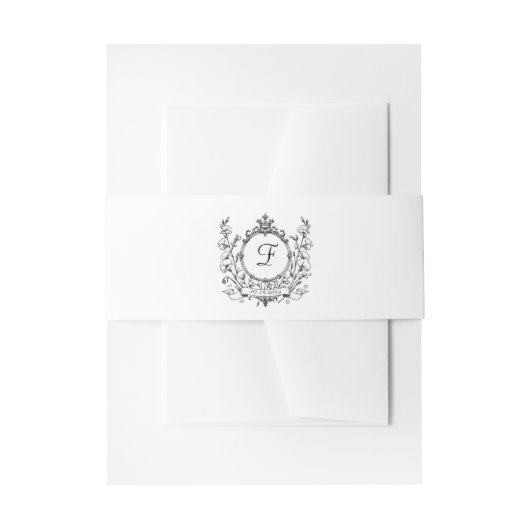 Elegante Klassieke Custom Wedding Monogram Crest Uitnodigingen Wikkel (Voorkant Voorbeeld)