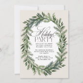 Elegante klassieke dennenkrans kerstfeest kaart (Voorkant)