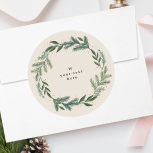 Elegante klassieke dennenkrans Kerstvakantie Ronde Sticker