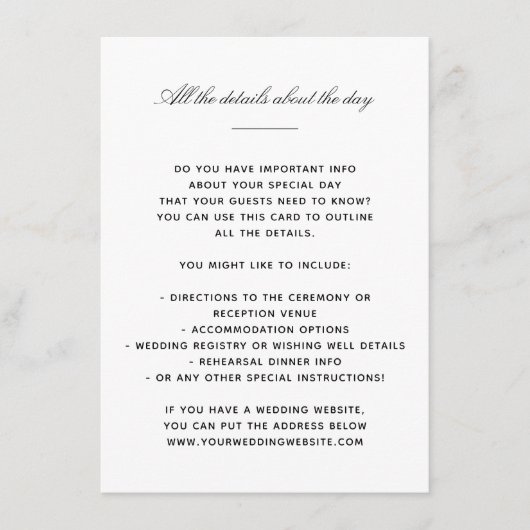 Elegante klassieke details informatiekaartje (Voorkant)
