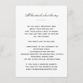 Elegante klassieke details informatiekaartje