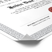 Elegante Klassieke Diploma Certificaat rode waszeg Poster (Hoek)
